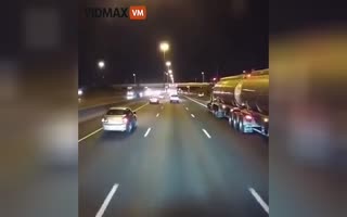 Tanker Flips And Turns A Highway Into An Action Movie