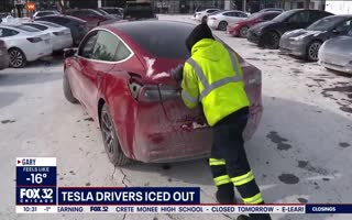 LOL, Tesla Charging Station In Chicago Becomes A Graveyard Due To Freezing Temps