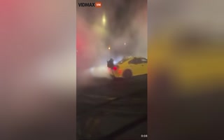 Dipsh*t An Illegal Street Takeover Gets Depants By Another Dipsh*t Doing Donuts