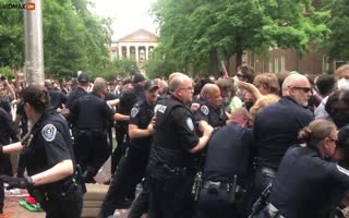 Things Got Wild At UNC When Cops Surrounded A Flagpole And Removed The Hamas Flag And Replaced With The American One