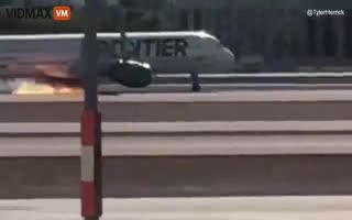 Watch As A Frontier Airlines Catches On Fire During An Emergency Landing In Vegas