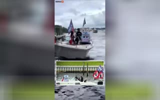 Trump Supporters Drench A Boat Flying A Nazi Flag And Trying To Join A Pro-Trump Boat Parade